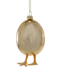 'Goldenes Ei mit Füßen' Christbaumschmuck aus Glas